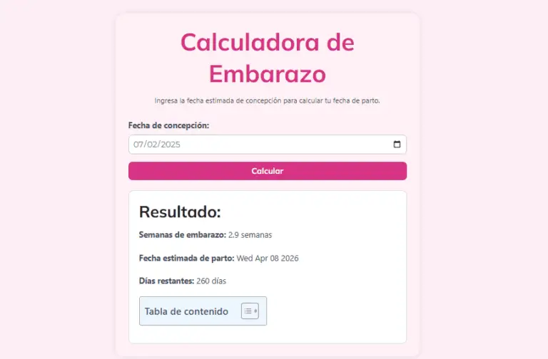 calculadora de embarazo